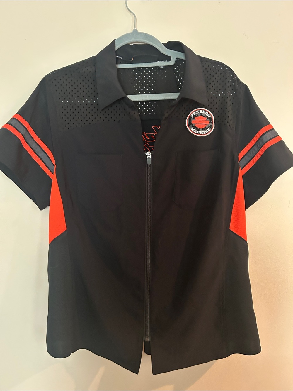 Harley-Davidson Black and Red Short-Sleeve Zip Polo